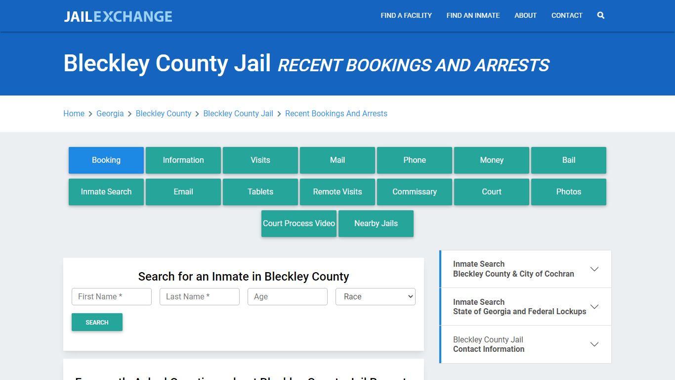 Bleckley County Jail Recent Bookings And Arrests - Jail Exchange